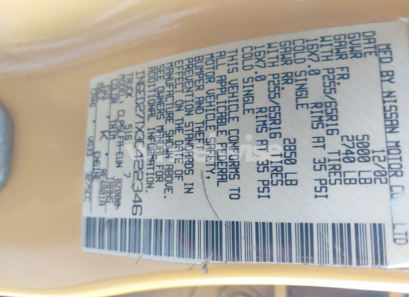 Photo 9 of 2003 Nissan Frontier SE-V6 (VIN 1N6ED27TX3C422346)