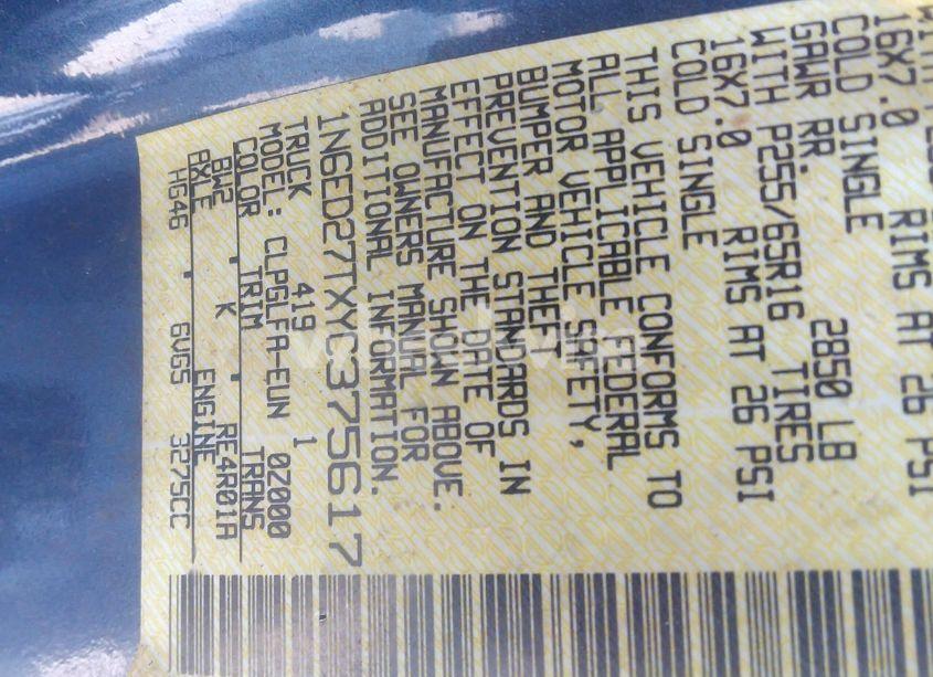 Photo 9 of 2000 Nissan Frontier 2WD SE-V6/XE/XE-V6 (VIN 1N6ED27TXYC375617)