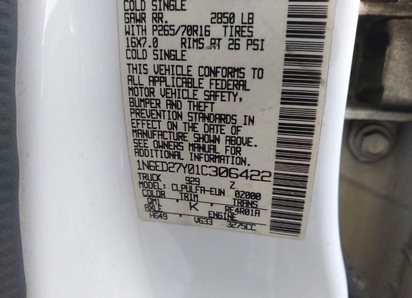 Photo 9 of 2001 Nissan Frontier SE-V6 (VIN 1N6ED27Y01C306422)