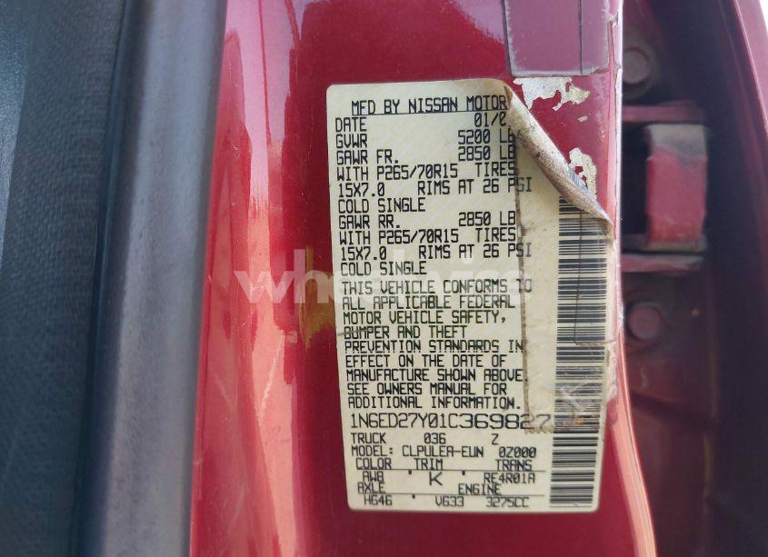 Photo 9 of 2001 Nissan Frontier XE-V6 (VIN 1N6ED27Y01C369827)