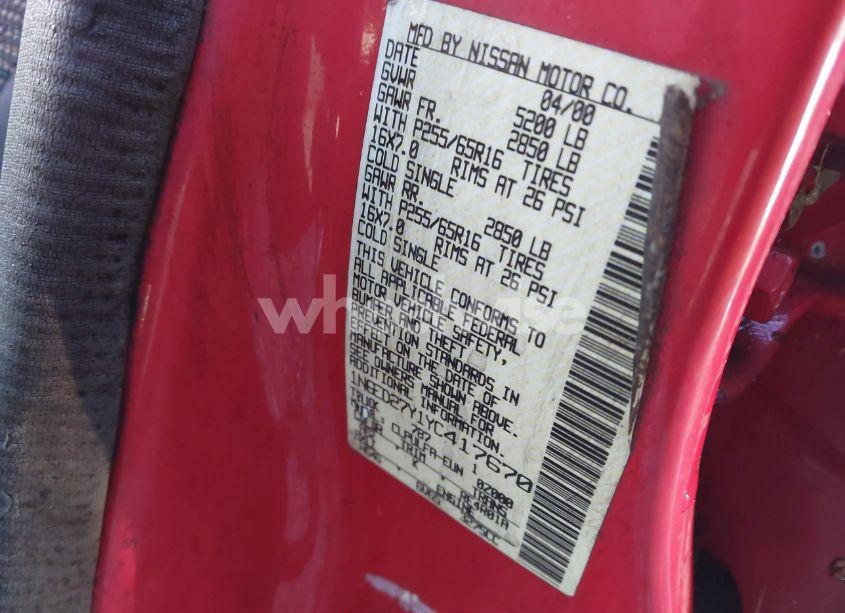 Photo 9 of 2000 Nissan Frontier SE-V6/XE-V6 (VIN 1N6ED27Y1YC417670)