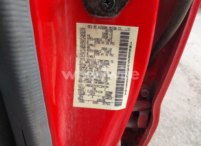 Photo 9 of 2000 Nissan Frontier SE-V6/XE-V6 (VIN 1N6ED27Y3YC324794)