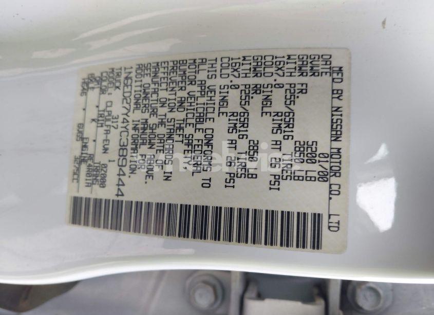 Photo 9 of 2000 Nissan Frontier SE-V6/XE-V6 (VIN 1N6ED27Y4YC389444)