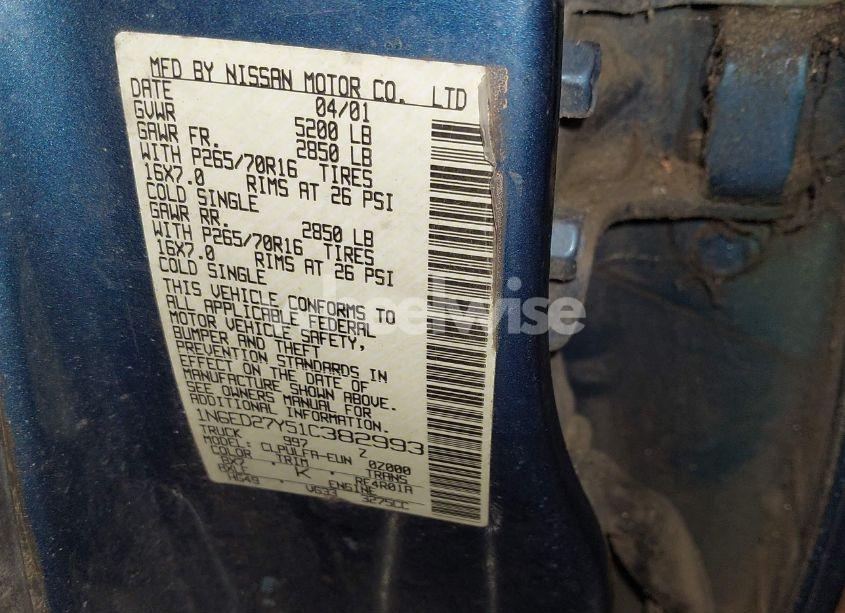 Photo 9 of 2001 Nissan Frontier SE-V6 (VIN 1N6ED27Y51C382993)