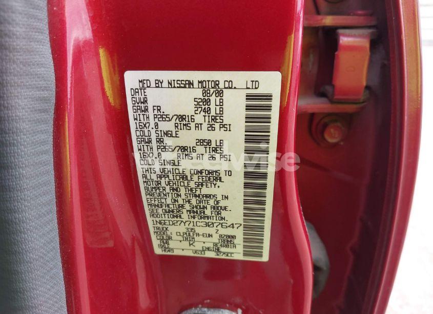 Photo 9 of 2001 Nissan Frontier SE-V6 (VIN 1N6ED27Y71C307647)