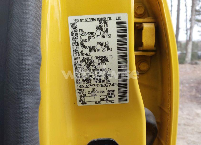 Photo 9 of 2000 Nissan Frontier SE-V6/XE-V6 (VIN 1N6ED27Y7YC426745)