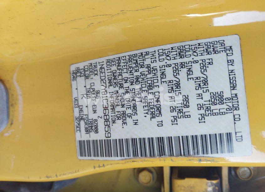 Photo 9 of 2001 Nissan Frontier XE-V6 (VIN 1N6ED27Y81C368859)