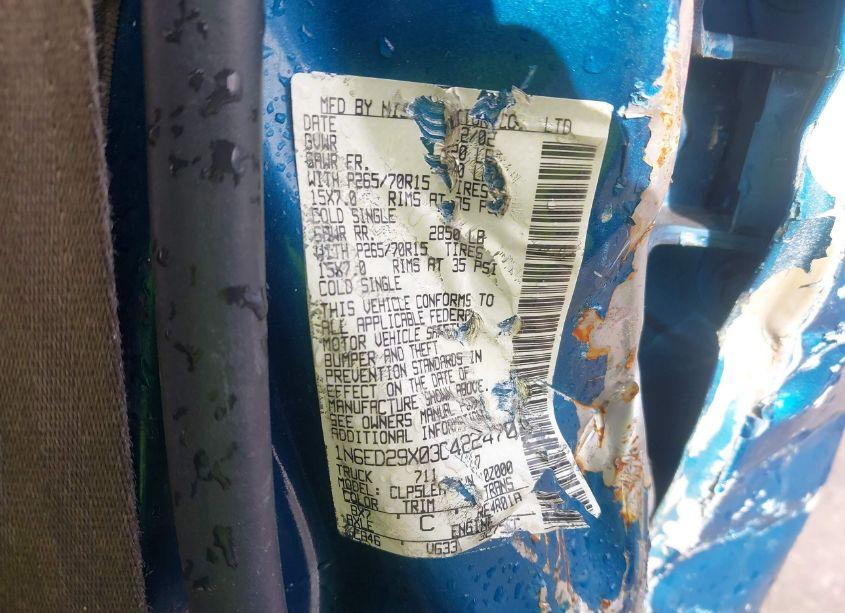 Photo 9 of 2003 Nissan Frontier XE-V6 (VIN 1N6ED29X03C422470)