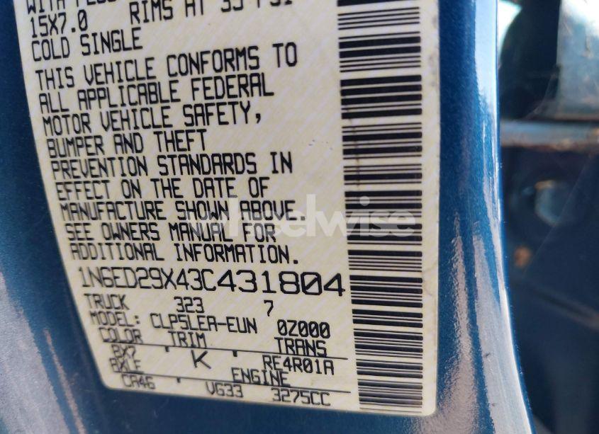 Photo 9 of 2003 Nissan Frontier XE-V6 (VIN 1N6ED29X43C431804)