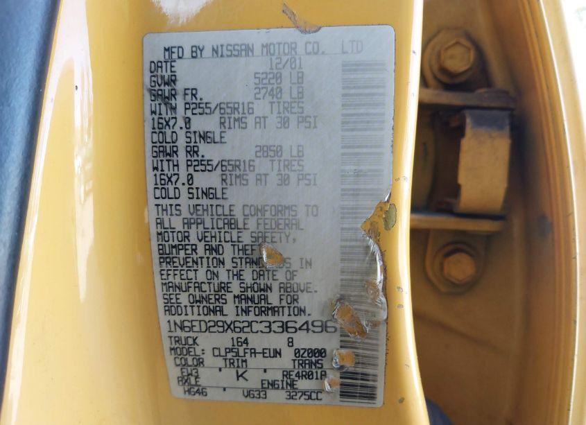 Photo 8 of 2002 Nissan Frontier SE-V6 (VIN 1N6ED29X62C336496)