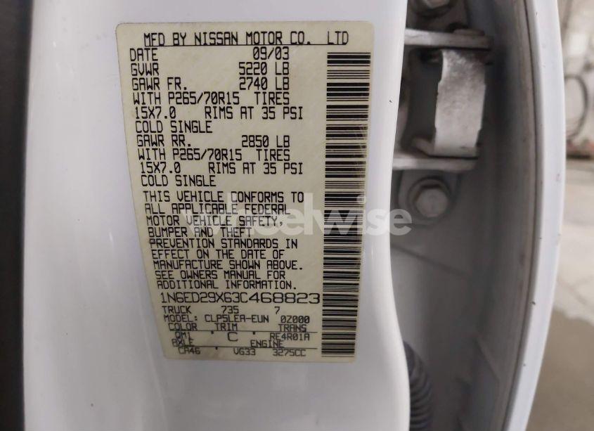 Photo 9 of 2003 Nissan Frontier XE-V6 (VIN 1N6ED29X63C468823)