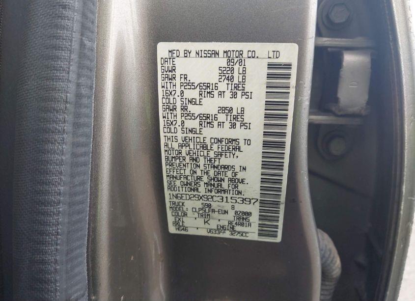 Photo 9 of 2002 Nissan Frontier SE-V6 (VIN 1N6ED29X92C315397)