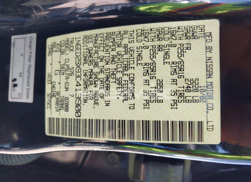 Photo 9 of 2003 Nissan Frontier SE-V6 (VIN 1N6ED29X93C413900)