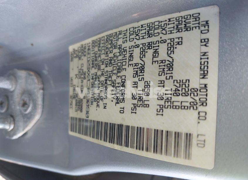 Photo 9 of 2002 Nissan Frontier XE-V6 (VIN 1N6ED29XX2C349090)