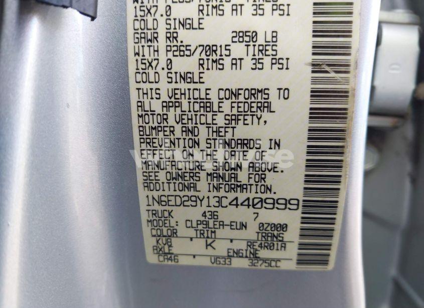 Photo 9 of 2003 Nissan Frontier XE-V6 (VIN 1N6ED29Y13C440999)