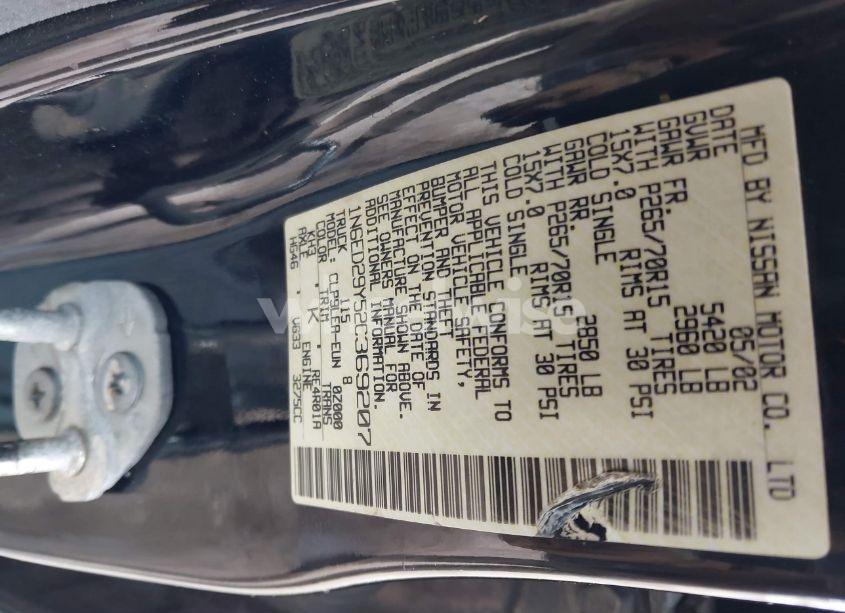 Photo 9 of 2002 Nissan Frontier XE-V6 (VIN 1N6ED29Y52C369207)