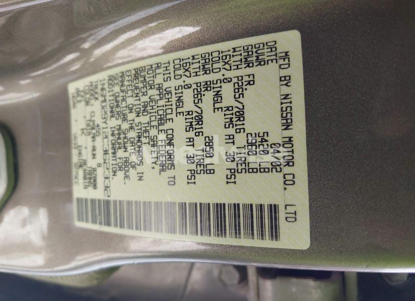 Photo 9 of 2002 Nissan Frontier SVE-V6 (VIN 1N6MD29Y12C362332)