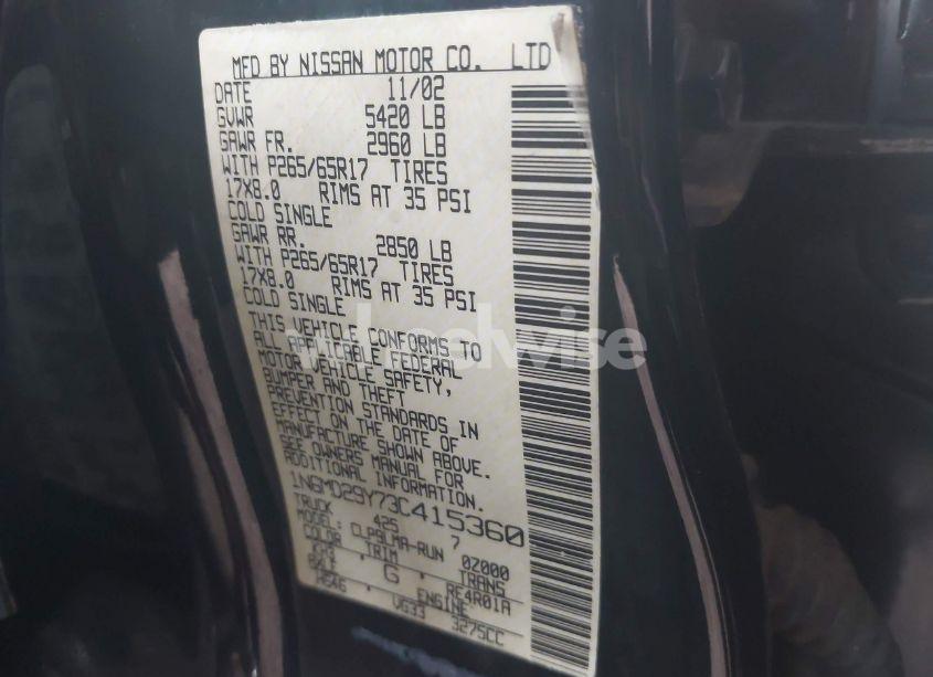 Photo 9 of 2003 Nissan Frontier SC-V6 (VIN 1N6MD29Y73C415360)