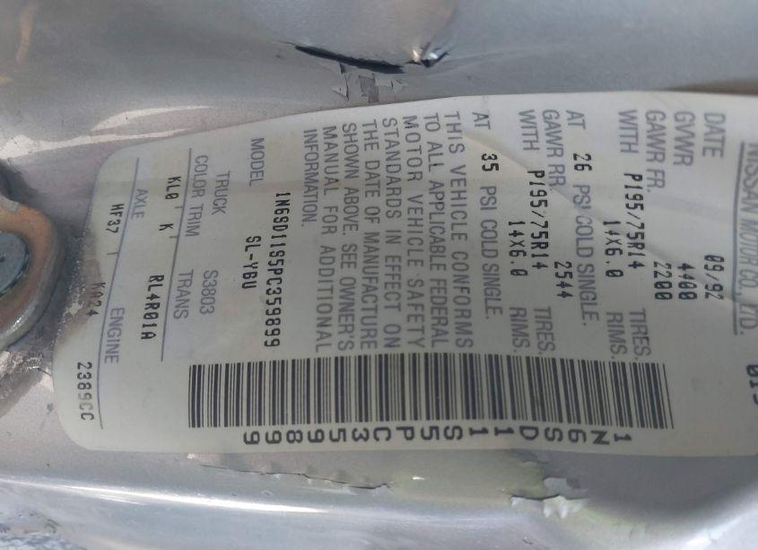 Photo 9 of 1993 Nissan Truck SHORT WHEELBASE (VIN 1N6SD11S5PC359899)