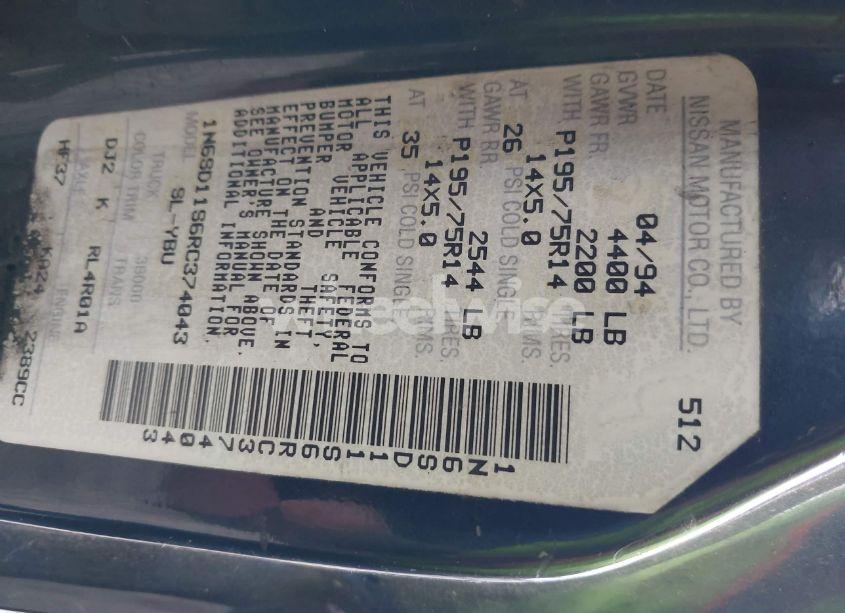 Photo 9 of 1994 Nissan Truck XE (VIN 1N6SD11S6RC374043)