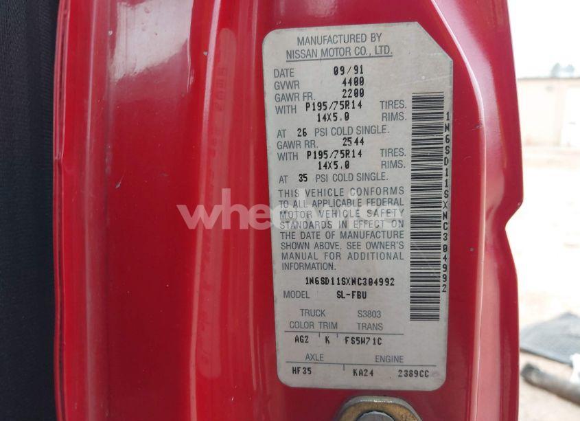 Photo 9 of 1992 Nissan Truck SHORT WHEELBASE (VIN 1N6SD11SXNC304992)