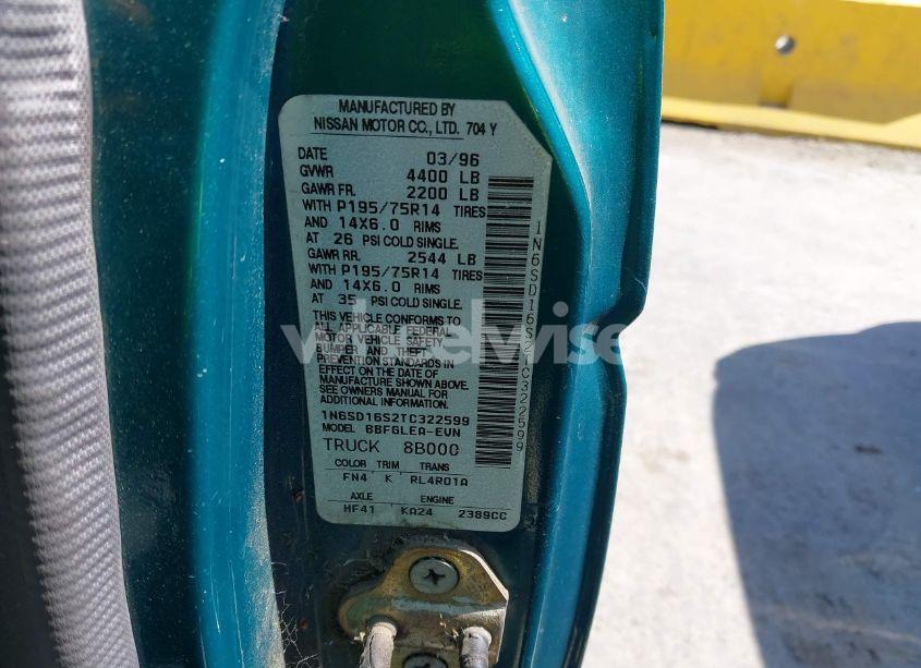 Photo 9 of 1996 Nissan Truck KING CAB SE/KING CAB XE (VIN 1N6SD16S2TC322599)