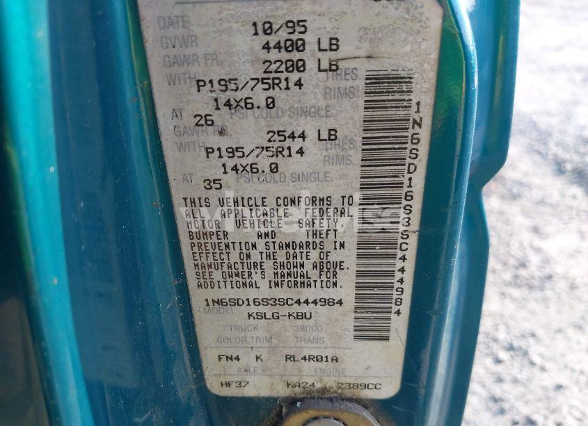 Photo 9 of 1995 Nissan Truck KING CAB XE (VIN 1N6SD16S3SC444984)