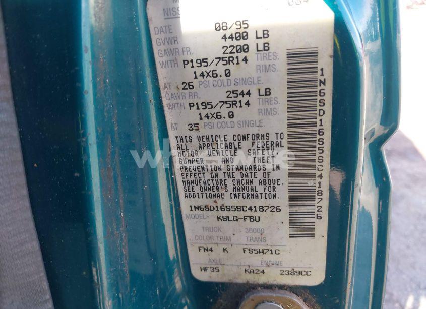 Photo 9 of 1995 Nissan Truck KING CAB XE (VIN 1N6SD16S5SC418726)