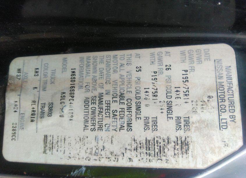 Photo 9 of 1993 Nissan Truck KING CAB (VIN 1N6SD16S8PC401894)