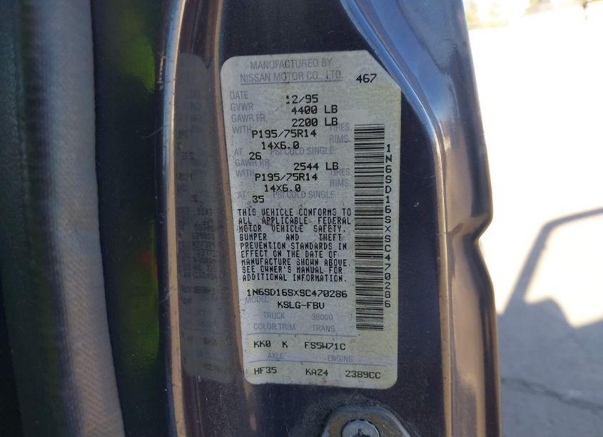 Photo 9 of 1995 Nissan Truck KING CAB XE (VIN 1N6SD16SXSC470286)