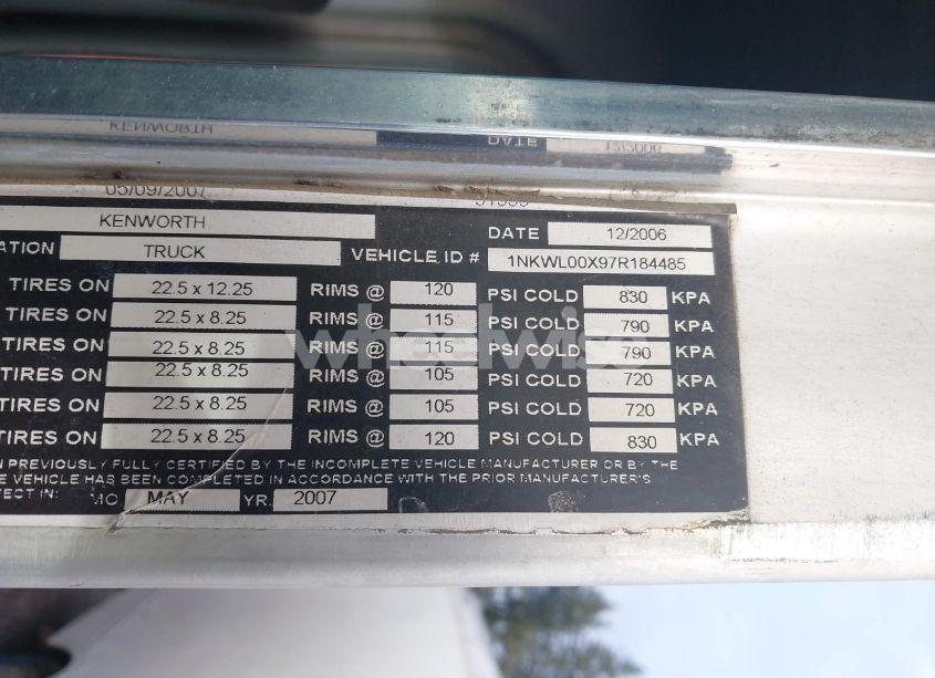 Photo 8 of 2007 Kenworth W900 W900 (VIN 1NKWL00X97R184485)