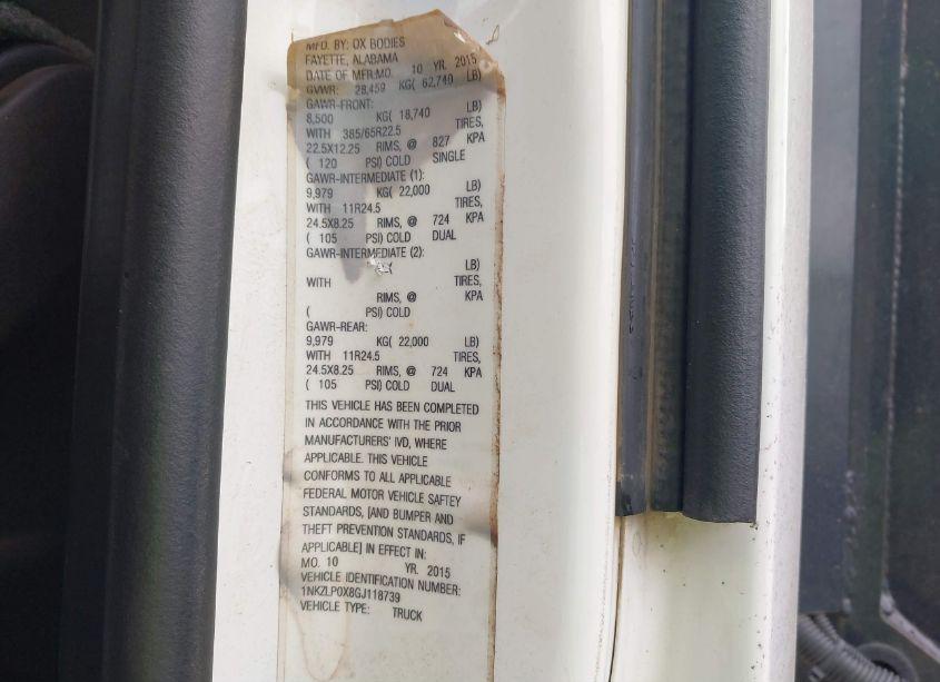 Photo 9 of 2016 Kenworth Construction T880 (VIN 1NKZLP0X8GJ118739)