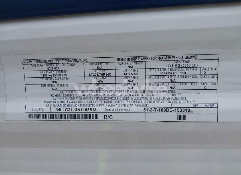 Photo 9 of 2022 Gulfstream Ameri (VIN 1NL1G2113N1153518)
