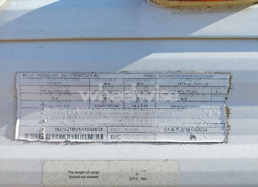 Photo 9 of 2008 Gulfstream Travel TRAILER (VIN 1NL1GTM2681092034)