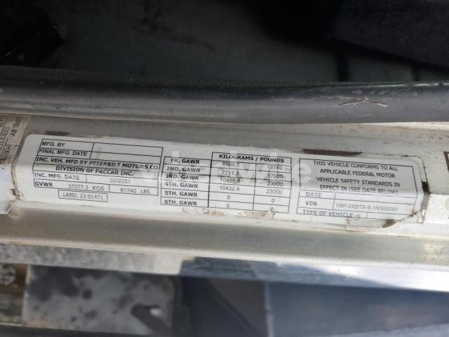 2001 PETERBILT 379 DUMP TRUCK (VIN 1NP5XBTX91N569240) main photo