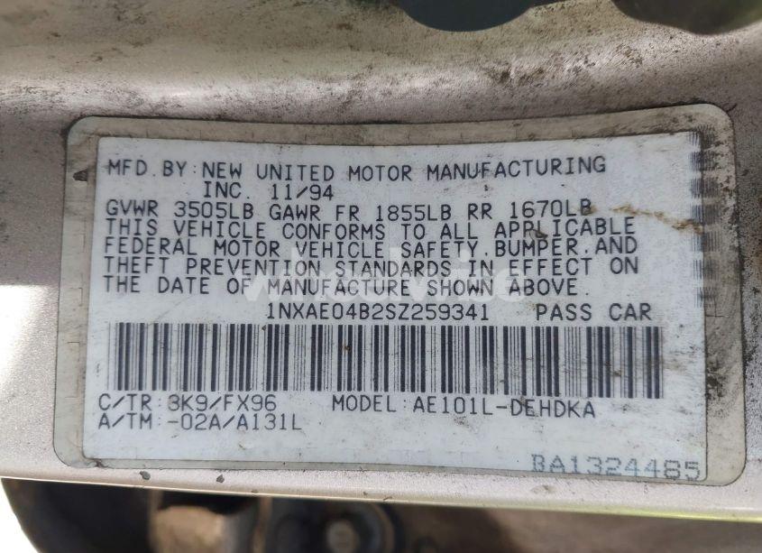 Photo 9 of 1995 Toyota Corolla (VIN 1NXAE04B2SZ259341)