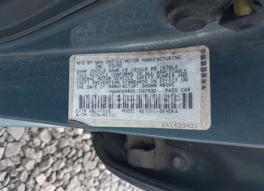 Photo 9 of 1995 Toyota Corolla (VIN 1NXAE04B2SZ297930)