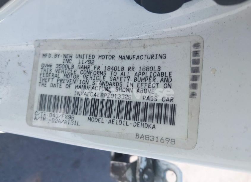 Photo 9 of 1993 Toyota Corolla (VIN 1NXAE04E8PZ013329)