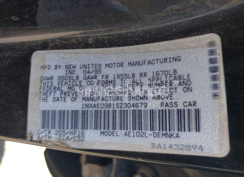 Photo 9 of 1995 Toyota Corolla LE/DX (VIN 1NXAE09B1SZ304679)