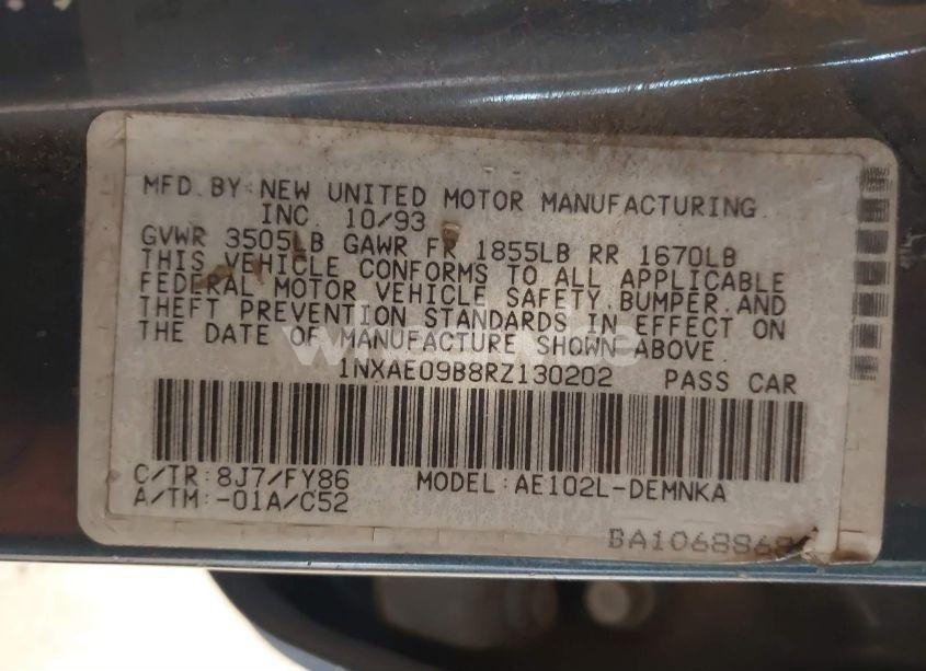 Photo 9 of 1994 Toyota Corolla LE/DX (VIN 1NXAE09B8RZ130202)