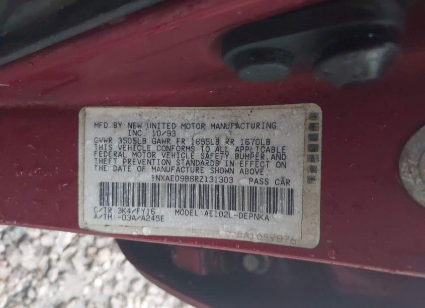 Photo 9 of 1994 Toyota Corolla LE/DX (VIN 1NXAE09B8RZ131303)