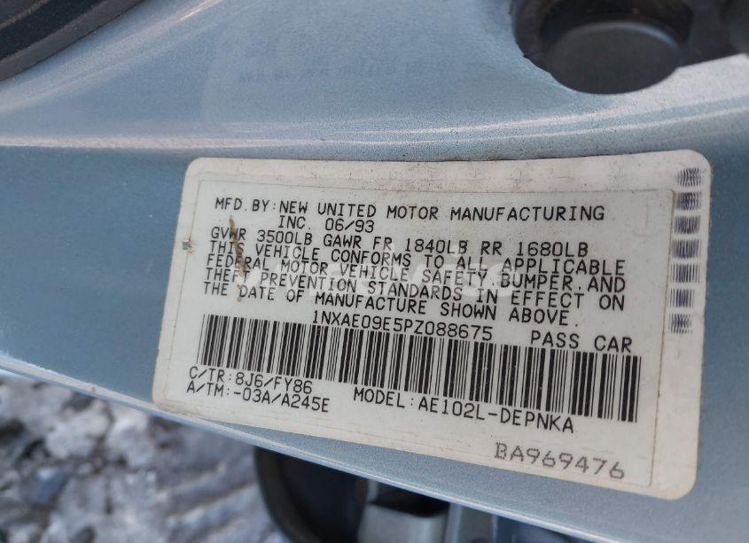 Photo 9 of 1993 Toyota Corolla LE/DX (VIN 1NXAE09E4P2088675)