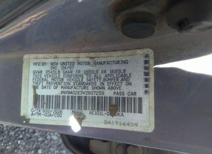 Photo 9 of 1997 Toyota Corolla CE (VIN 1NXBA02E3VZ607259)