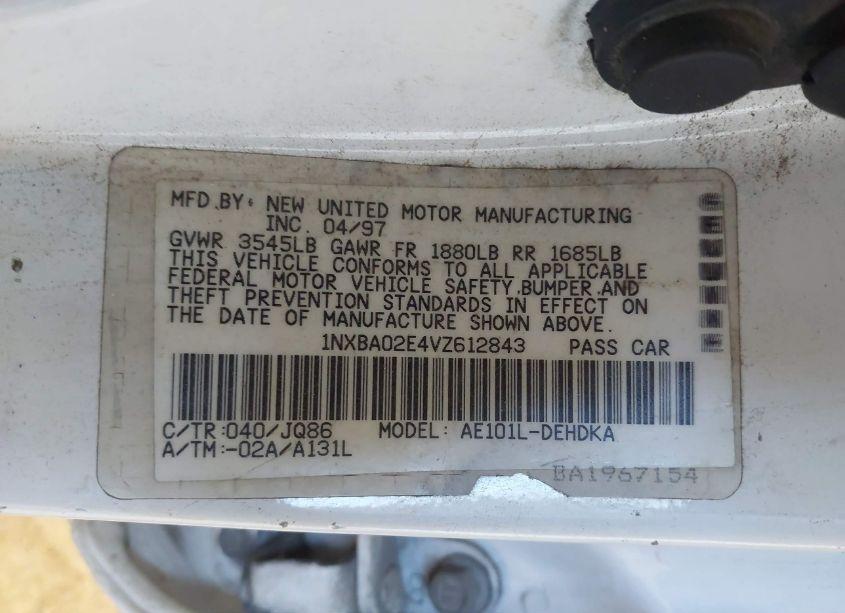 Photo 9 of 1997 Toyota Corolla STD (VIN 1NXBA02E4VZ612843)