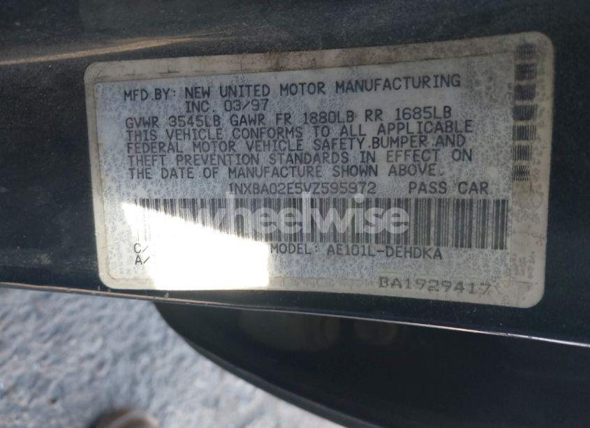 Photo 9 of 1997 Toyota Corolla CE (VIN 1NXBA02E5VZ595972)