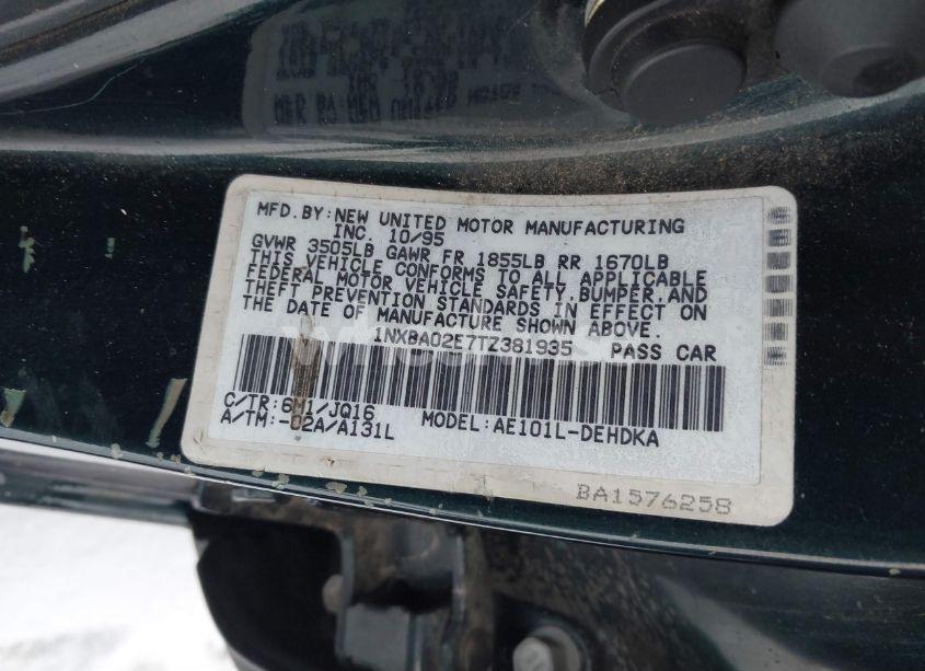 Photo 9 of 1996 Toyota Corolla (VIN 1NXBA02E7TZ381935)