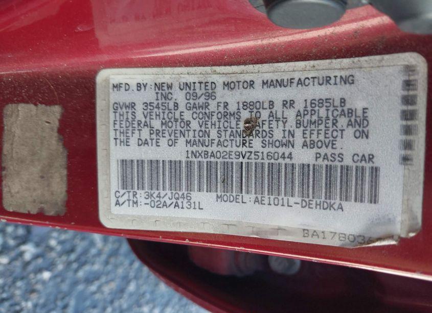 Photo 9 of 1997 Toyota Corolla STD (VIN 1NXBA02E9VZ516044)