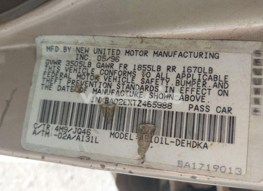 Photo 9 of 1996 Toyota Corolla (VIN 1NXBA02EXTZ465988)