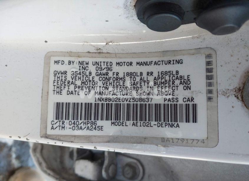 Photo 9 of 1997 Toyota Corolla DX (VIN 1NXBB02E0VZ508637)