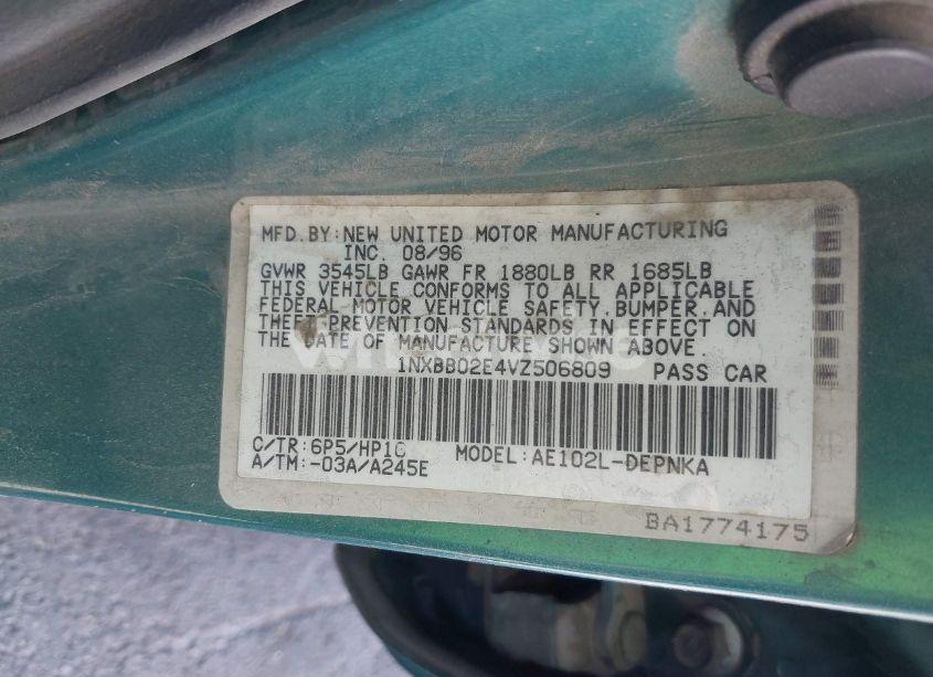 Photo 9 of 1997 Toyota Corolla DX (VIN 1NXBB02E4VZ506809)